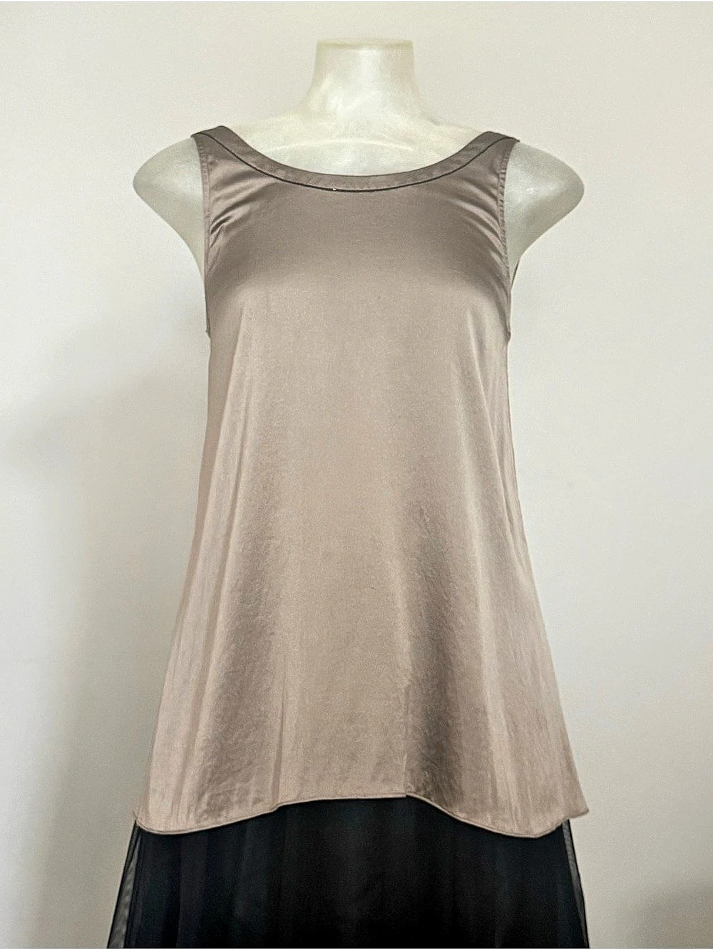 Brunello Cucinelli 96% Silk Tank Top in Taupe Beige Size XS Luxury